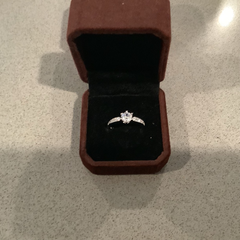 Ring, lab created diamond with diamond accents, sterling silver